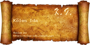Köles Ida névjegykártya